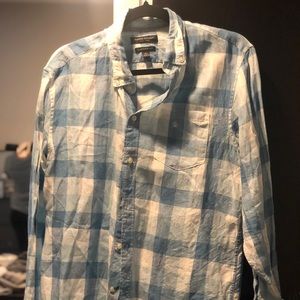 Button down plaid shirt from Banana Republic.